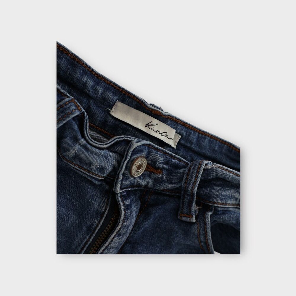 Kancan Denim Jean Cut Off Shorts Women’s Size 27 Stretch Distressed Blue - Picture 6 of 12